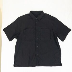 Lululemon Relaxed Fit Button Up Shirt Mens XL Black Short Sleeve Pockets